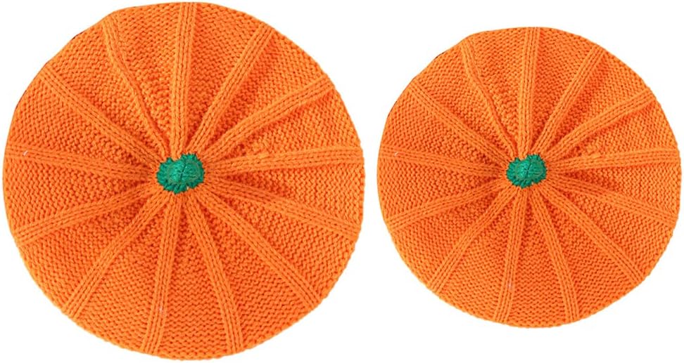2-Piece Pumpkin Beret for Baby Mom