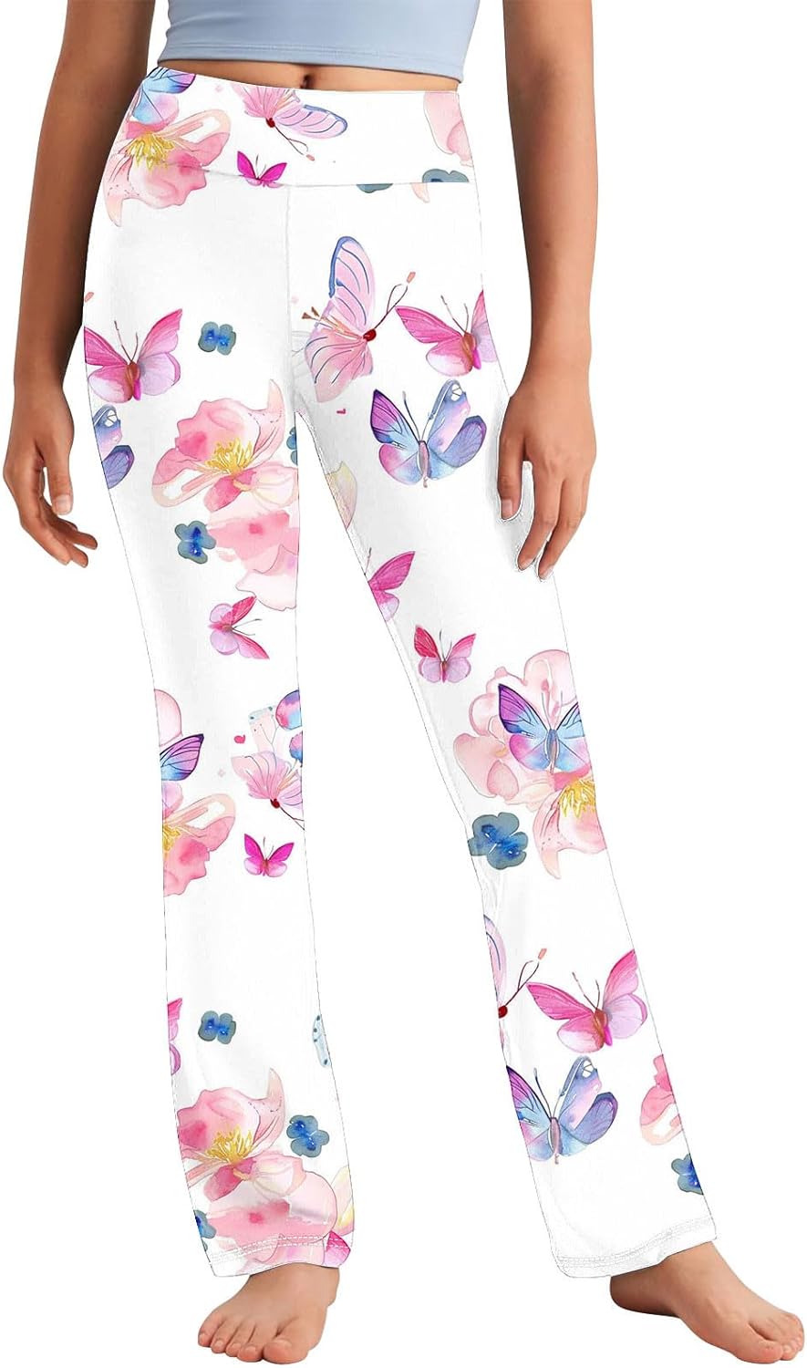 Floral Printed High-Waisted Yoga Pants for Age 2-13 Girls