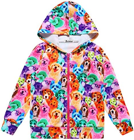 Girls Unicorns Cats Zip-Up Hoodie