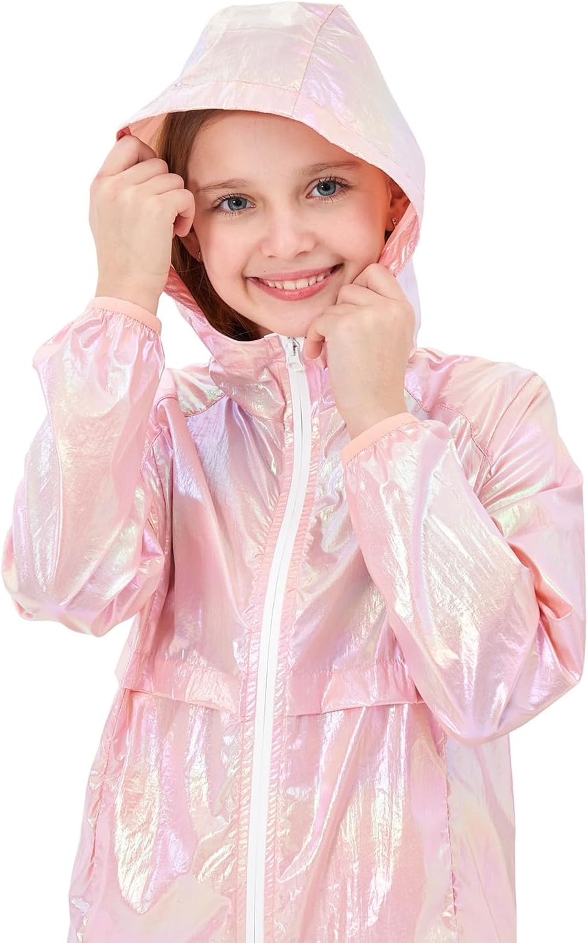 JESKIDS Girls Boys Lightweight Waterproof Rain Jacket Breathable Windproof 4-13yr