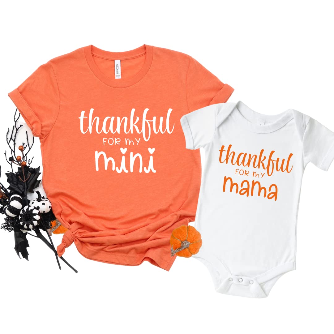 Thankful For My Mama Mini Thanksgiving Mommy and Me Shirts