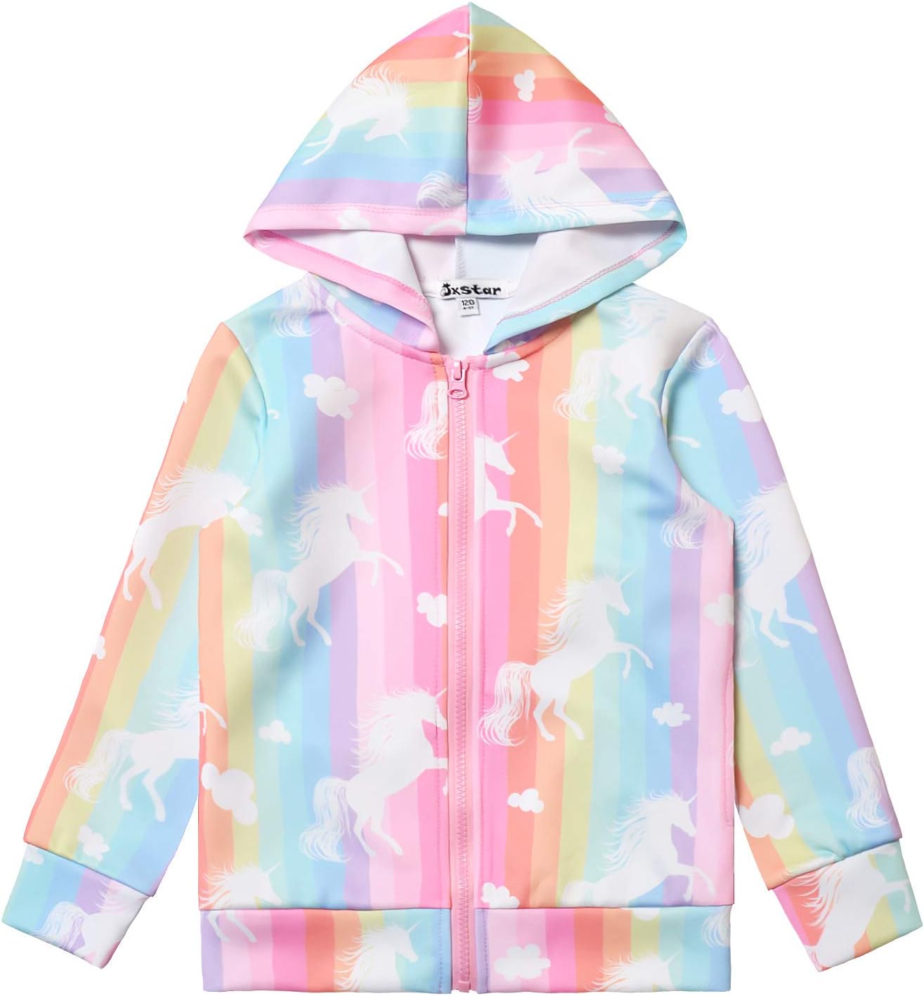 Cute Unicorn Butterfly Zip-Up Hoodie for Girls