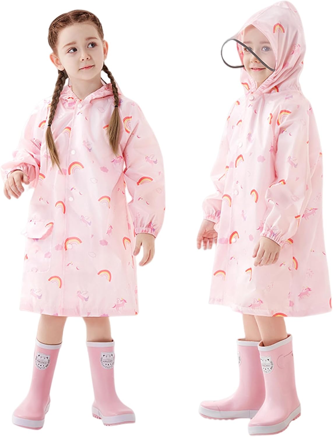 Fouyada Kids Rain Poncho for Girls and Boys