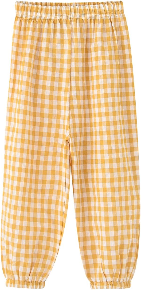 Biniduckling Toddler Pull-Up Looser Gingham Girls Pants 2-9