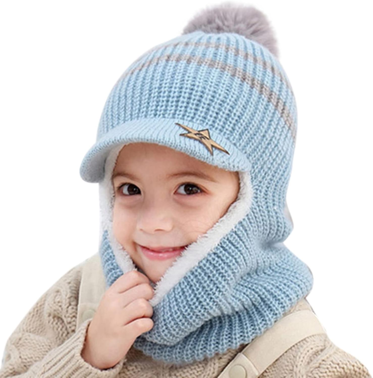 LISfsa Baby Balaclava Hat 1-8 Years Knitted Thermal Windproof Cap