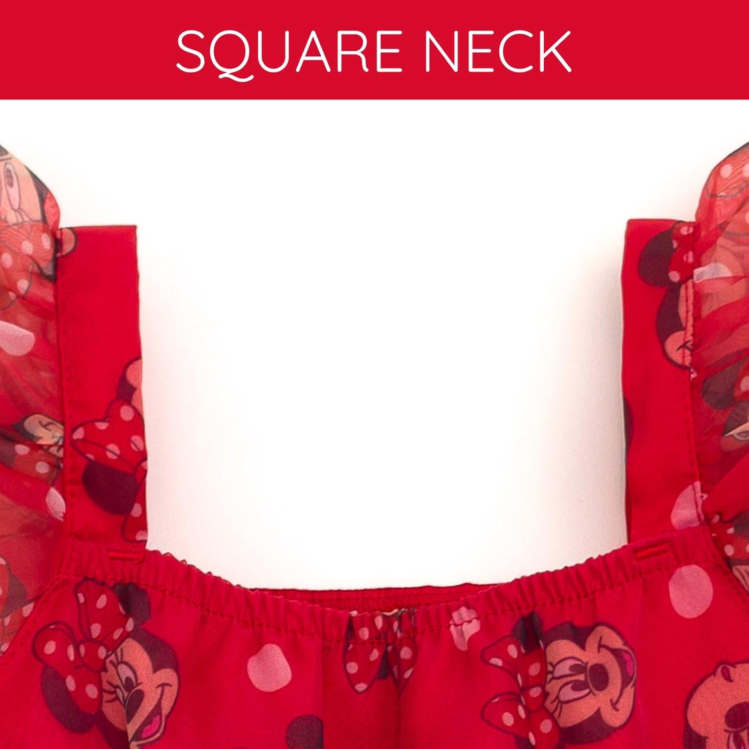 Disney Girls Square Neck Organza Dress Toddler to Big Kid Sizes