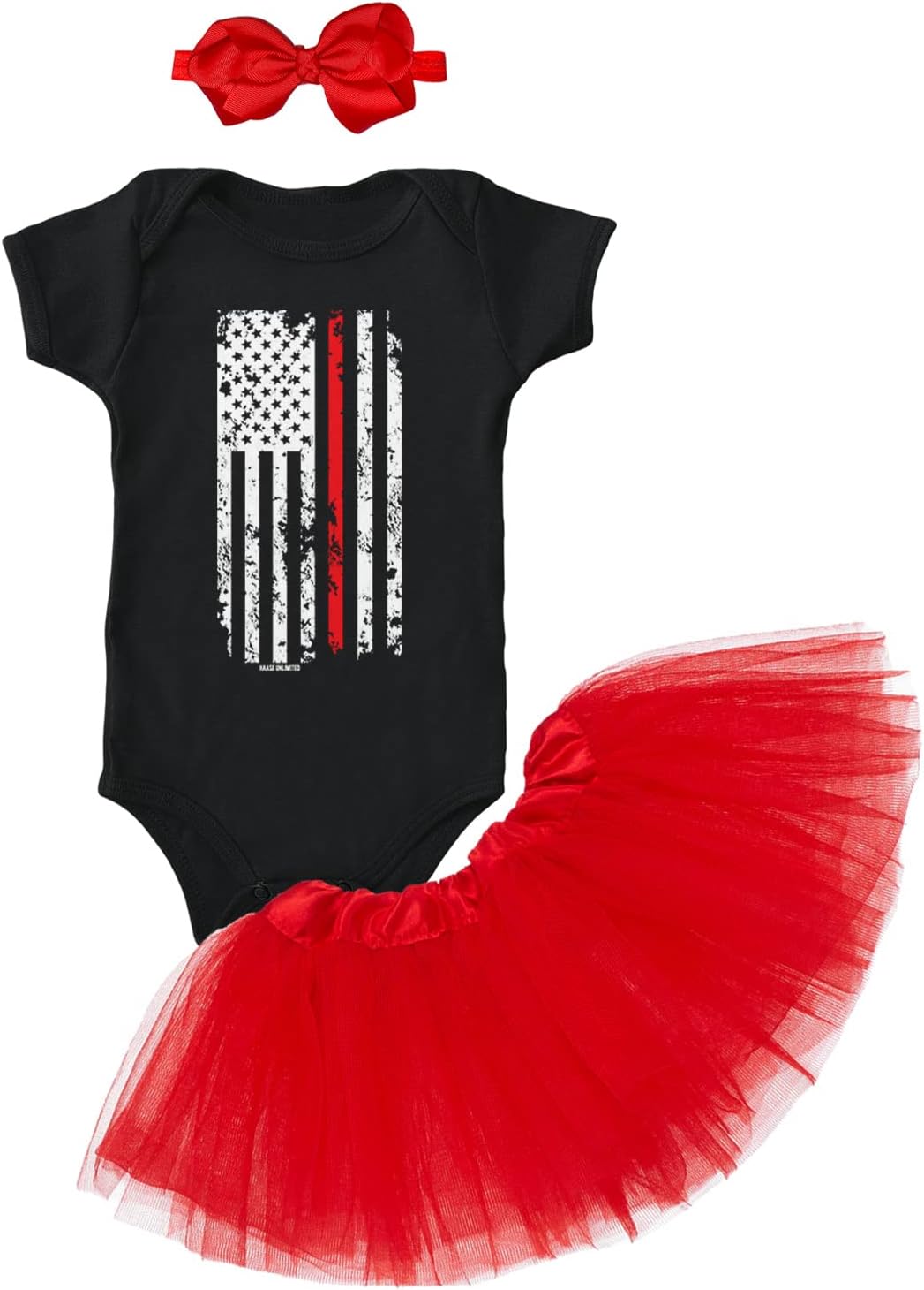 Adorable Red Line American Flag Baby Outfit by Haase Unlimited