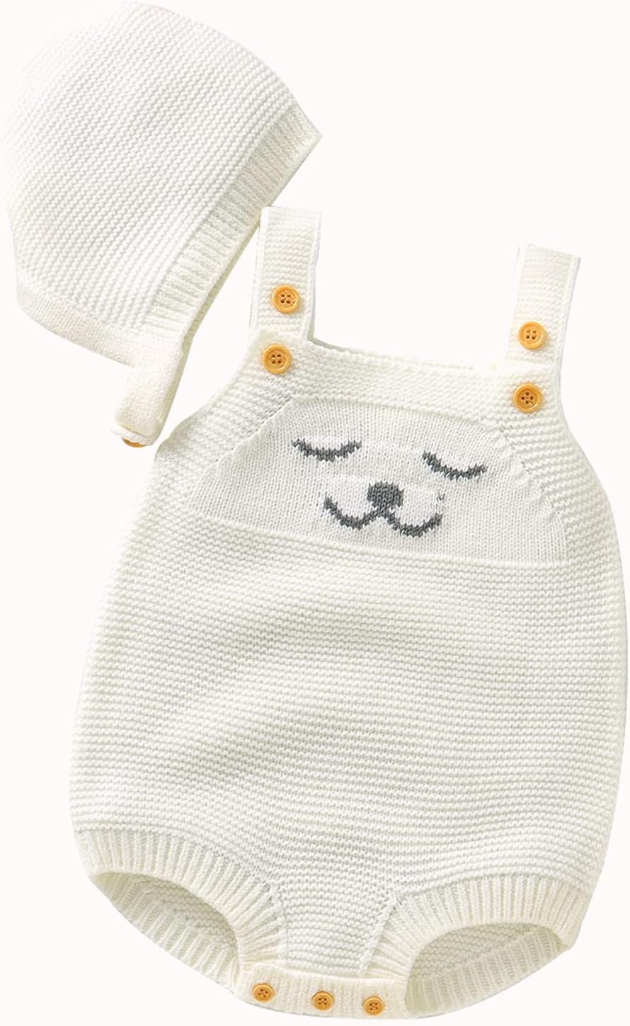 AMIMOJY - Newborn Baby Knit Romper Cotton Sleeveless