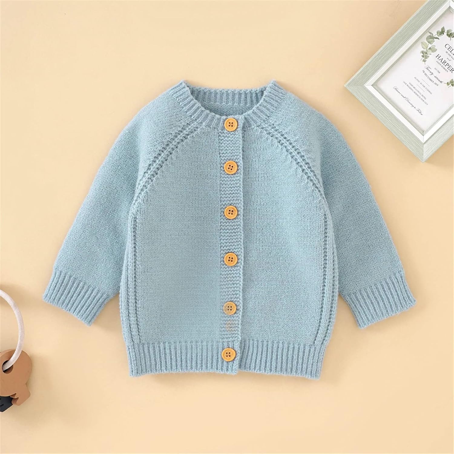 Sky Blue Knit Cardigan Sweater