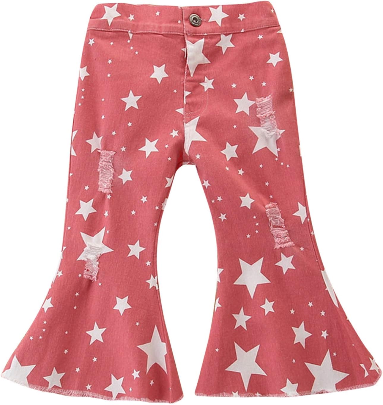FIN86 Toddler Star Printing Bell Bottoms Jeans Womens