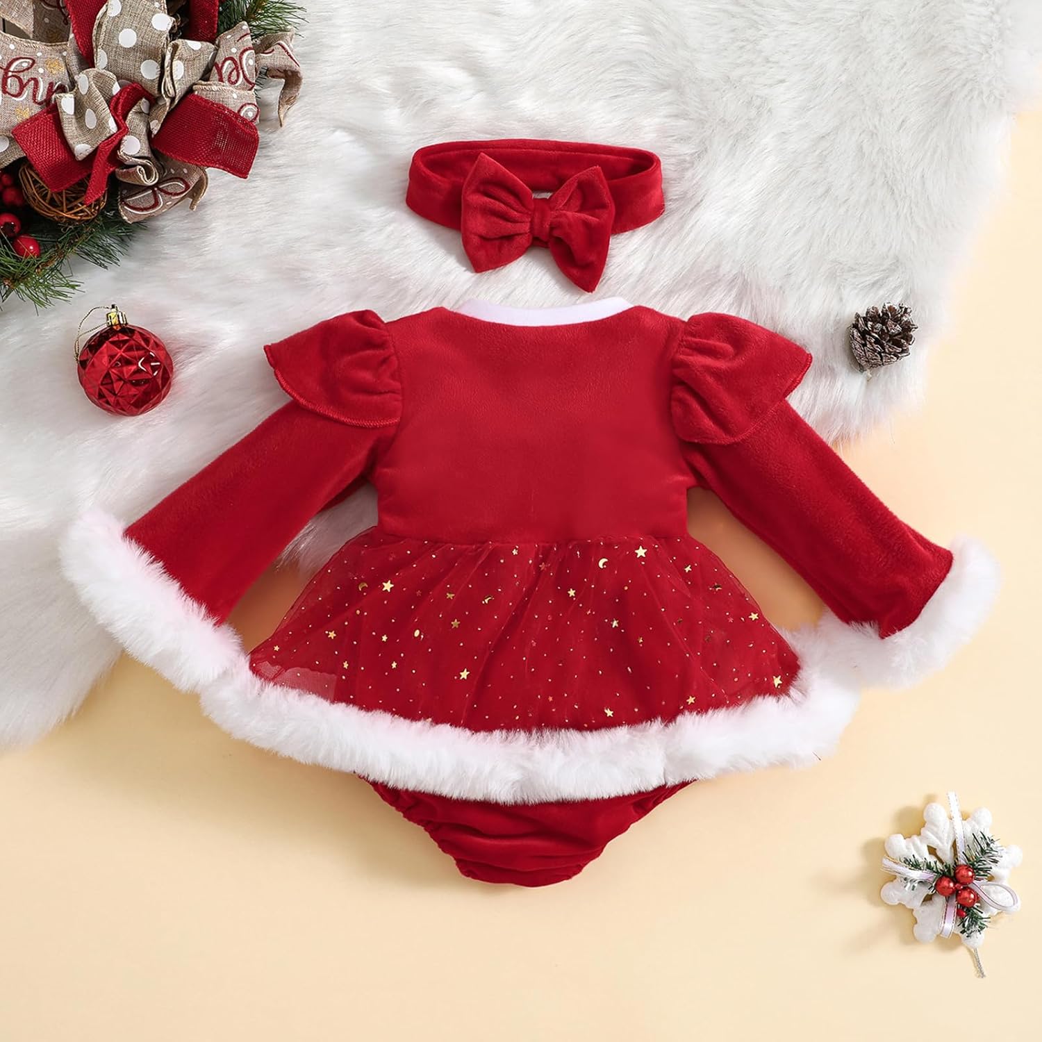 COORALLY Newborn Baby Girl Christmas Romper