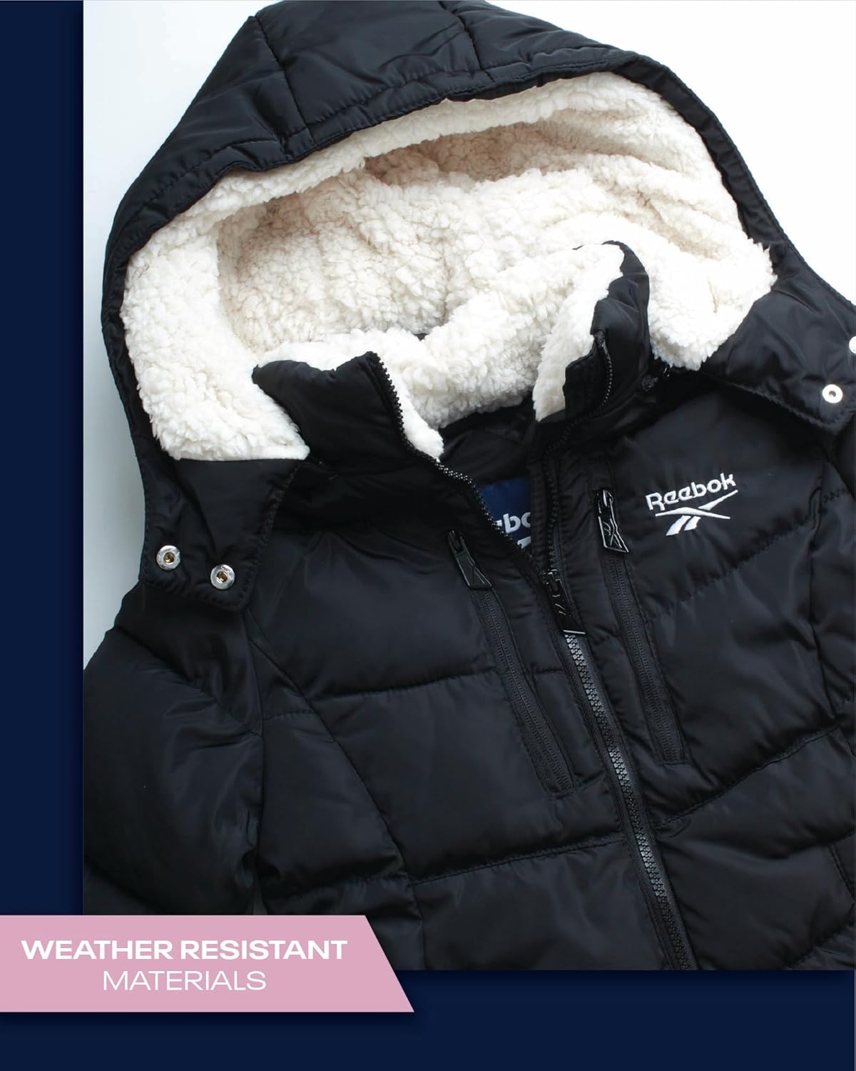 Reebok Girls Winter Jacket - Heavyweight Quilted Parka Perfect Gift for Girls