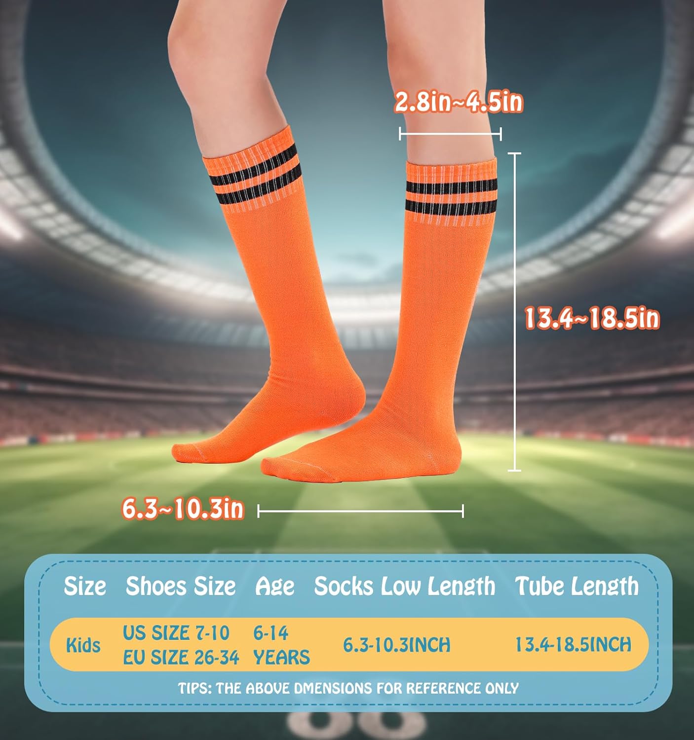 10 Pairs Knee High Soccer Socks for Kids
