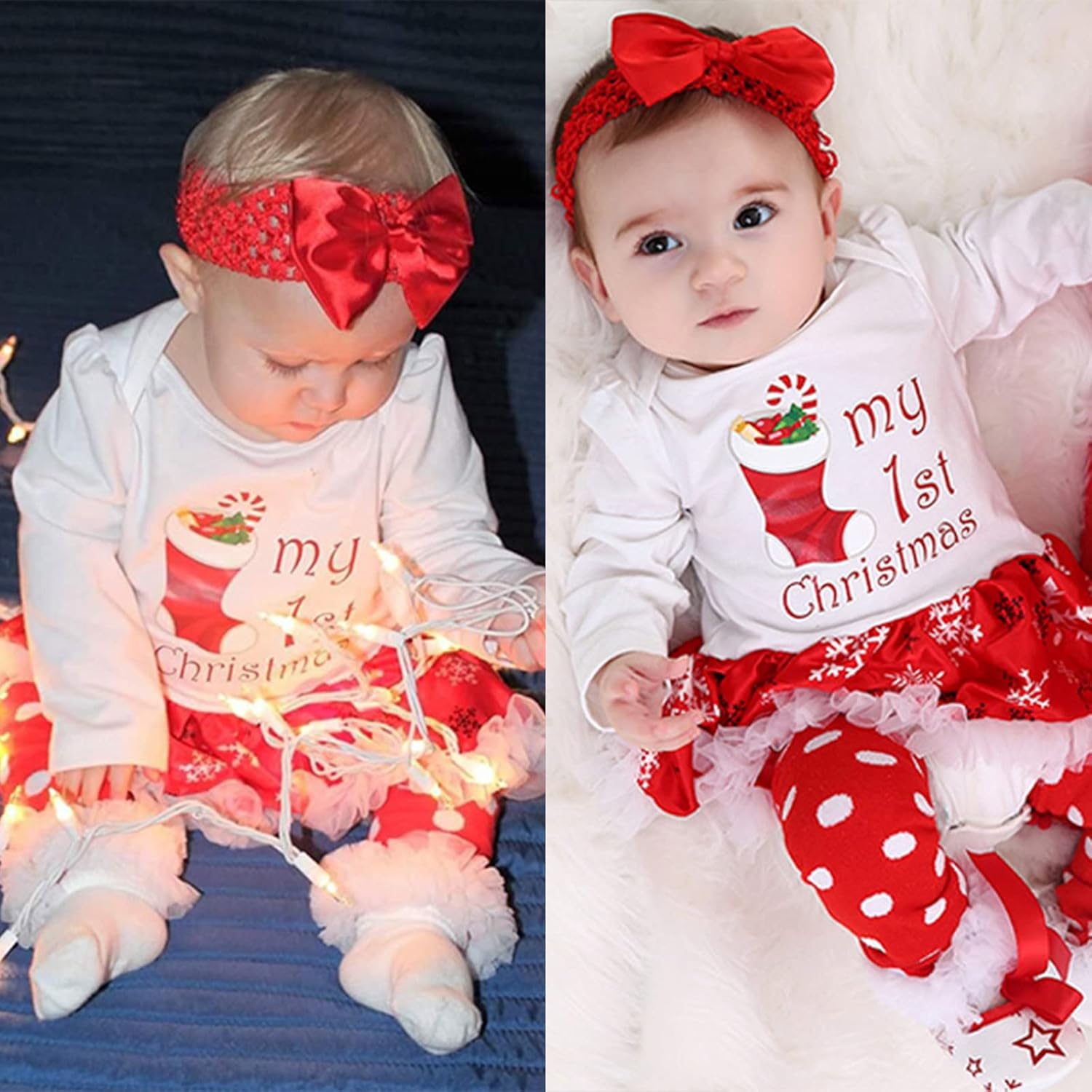 Cute Christmas Romper Tutu Set for Newborn Girls
