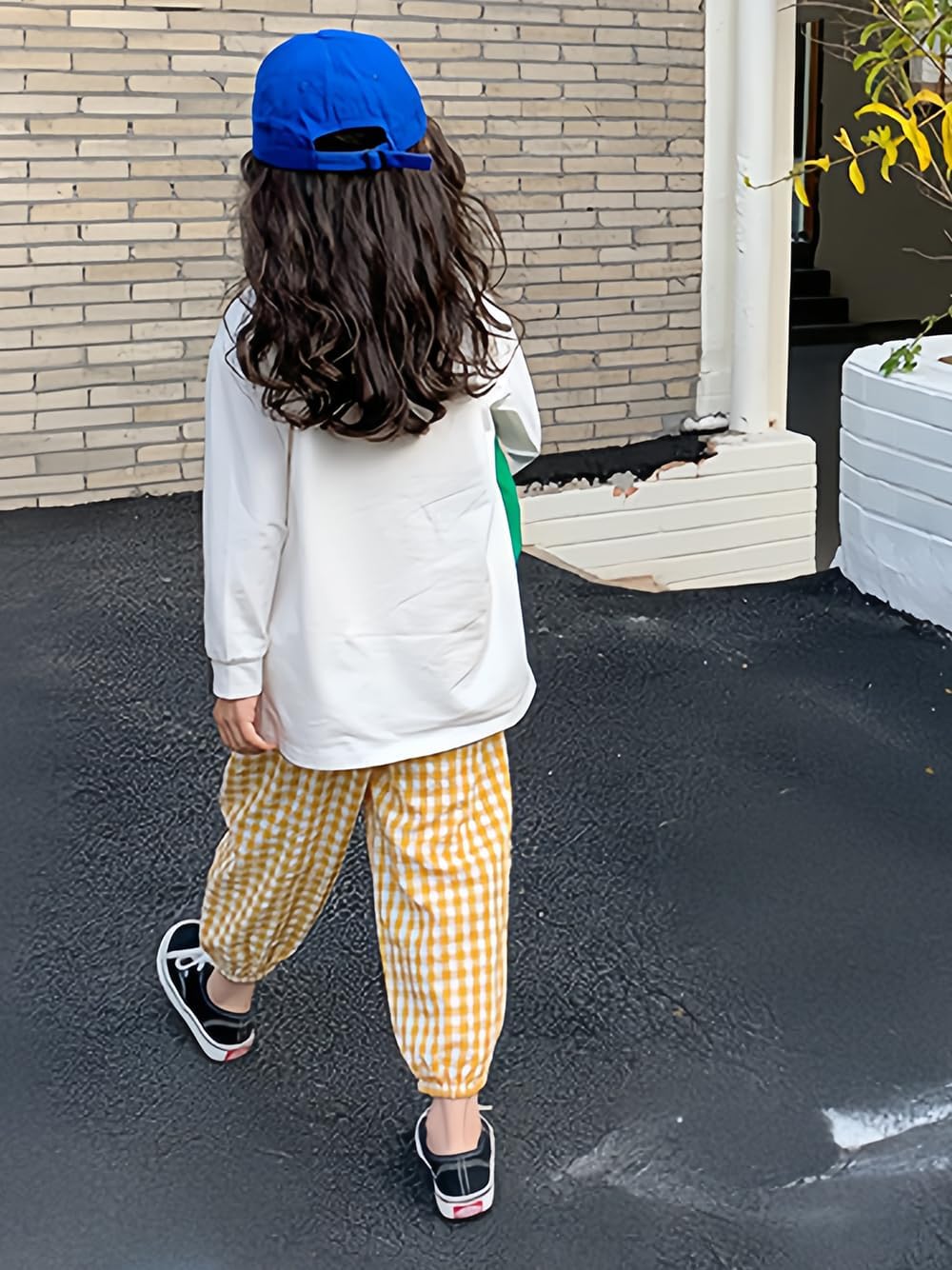 Biniduckling Toddler Pull-Up Looser Gingham Girls Pants 2-9