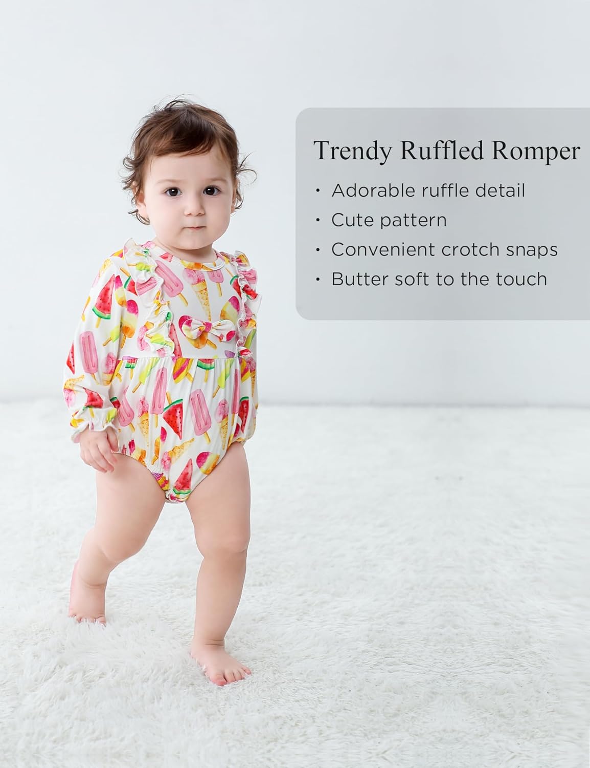 EASWEET Bamboo Viscose Baby Girl Ruffled Romper