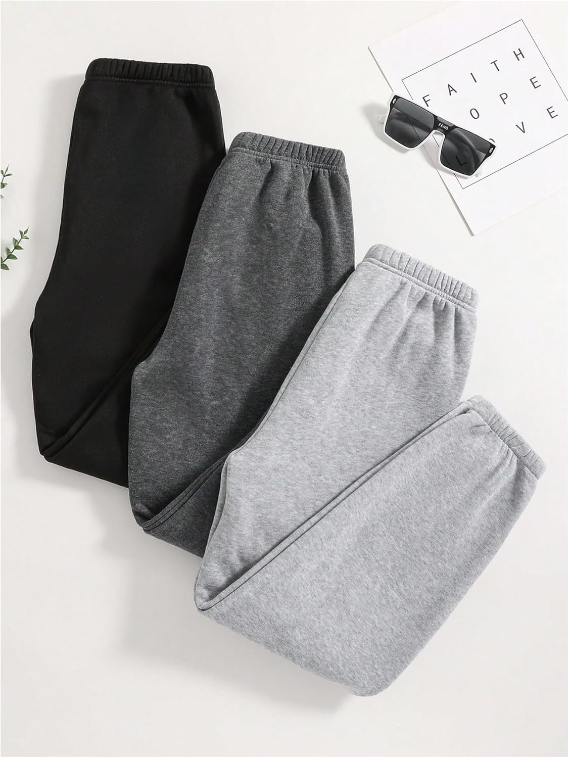 Floerns 3-Piece Elastic Jogger Pants