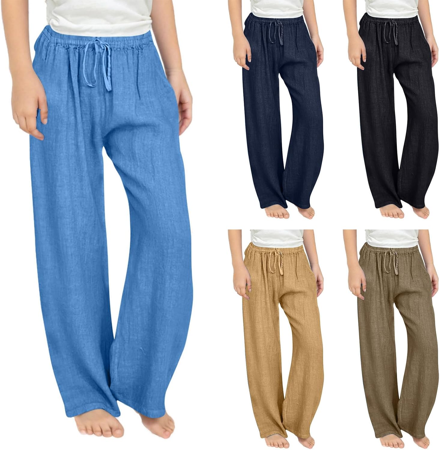Casual Cotton Linen Pants Summer Lightweight Lounge relieving day