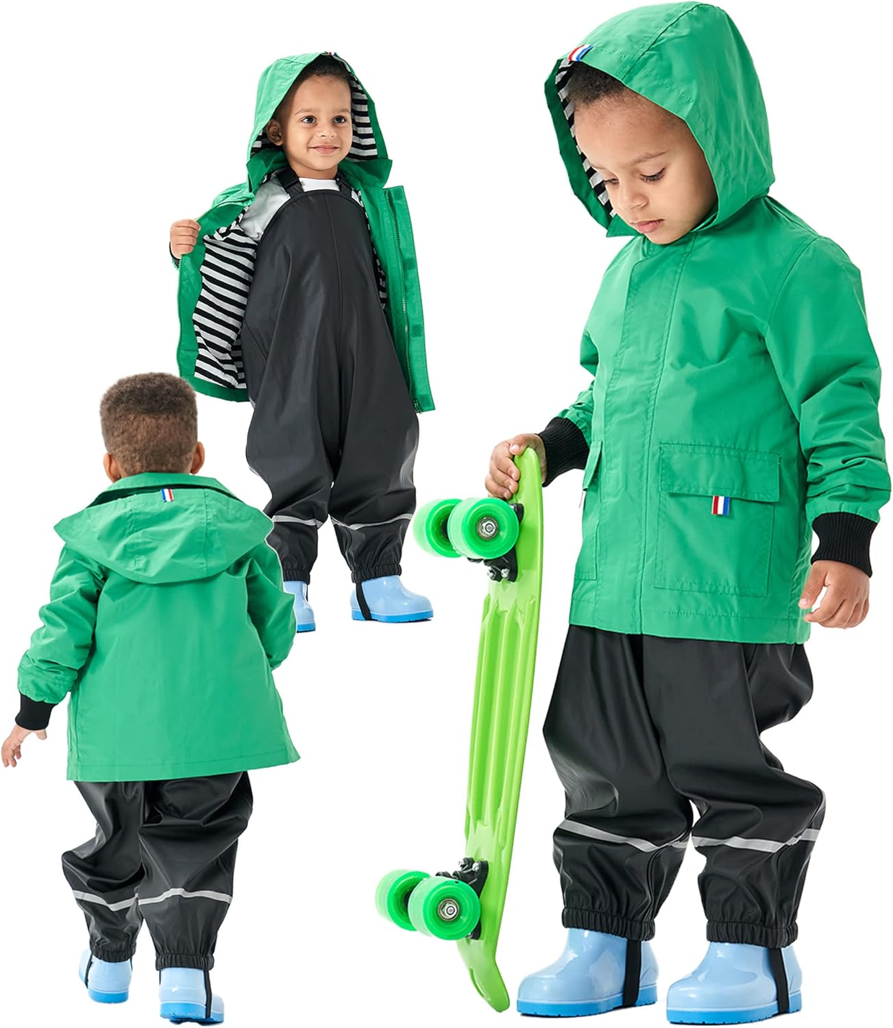Hiheart Kids Waterproof Hooded Rain Jacket with Cotton Lining