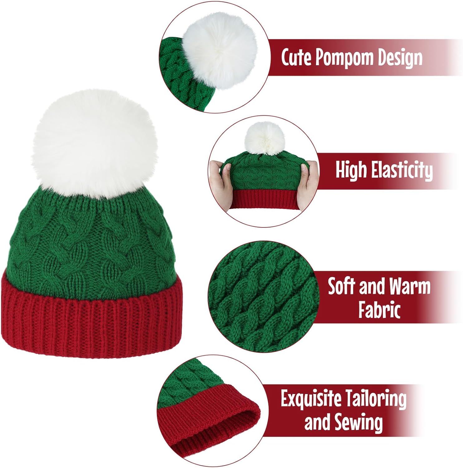 Century Star Baby Christmas Hat Knit Santa Beanie for Kids
