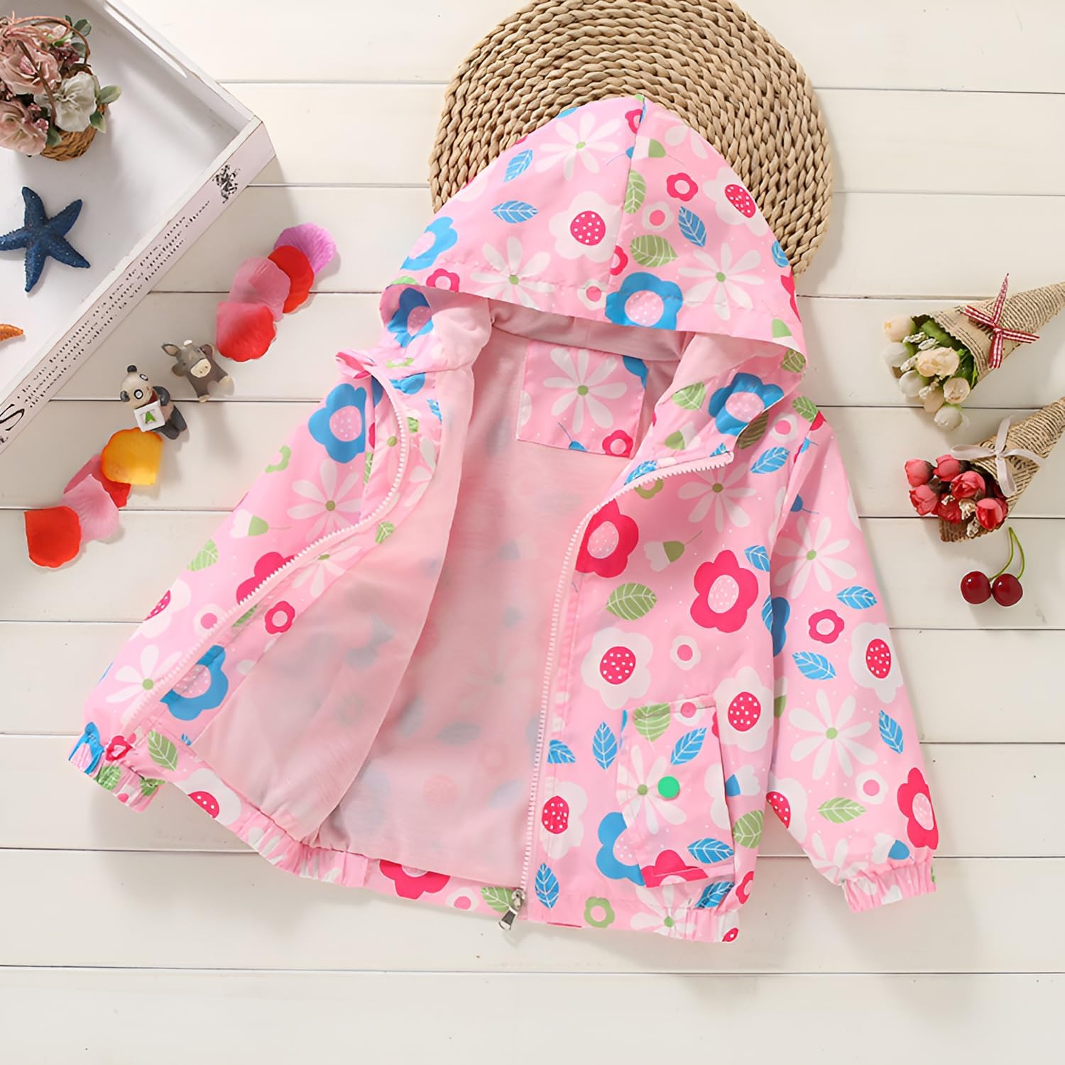 Lightweight Hooded Windbreaker for Toddler Girls