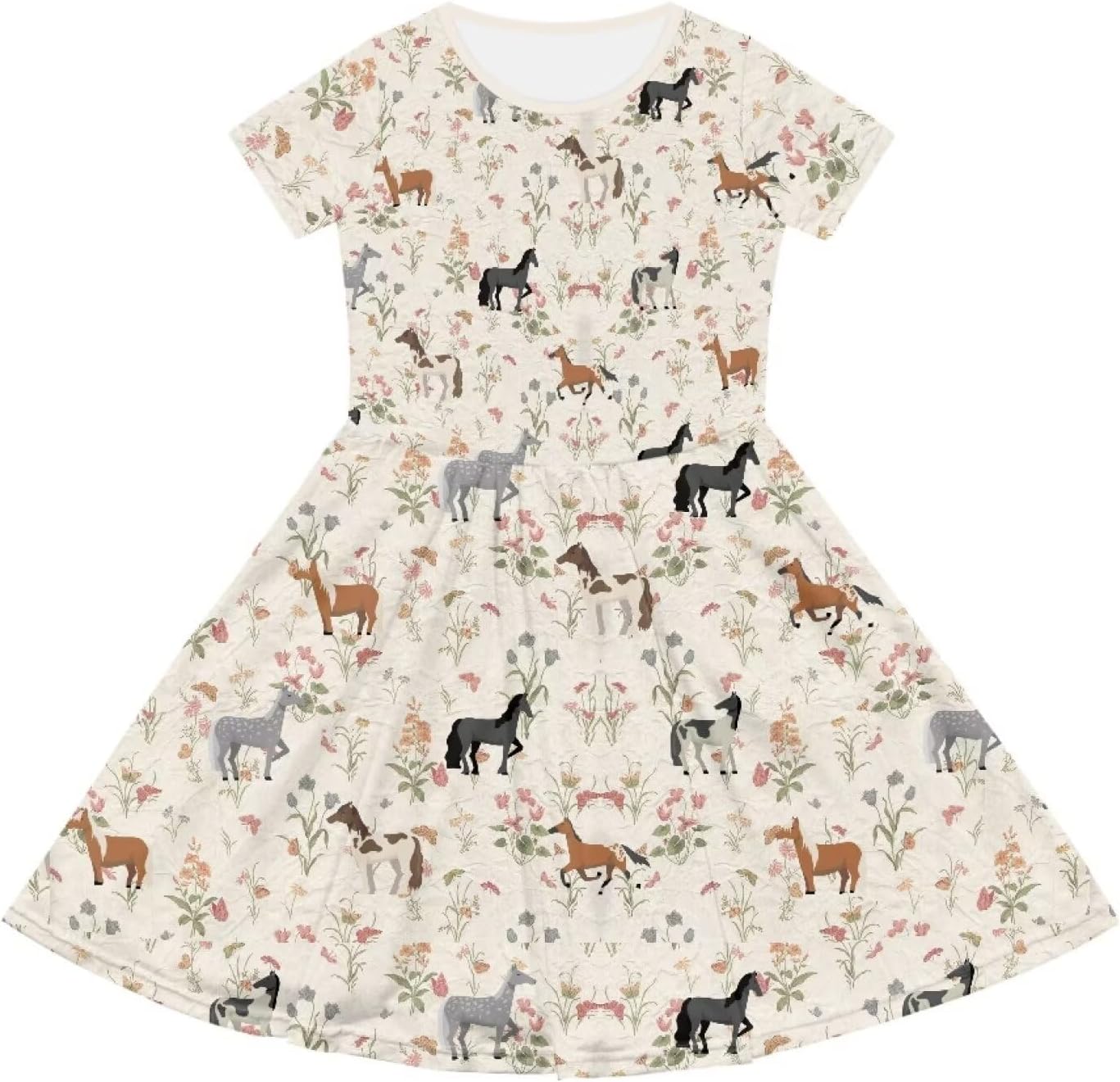 Cute Toddler Girl Short Sleeve Dress with Pockets Summer 2-12