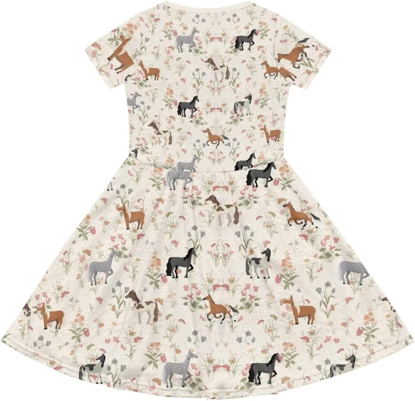 Cute Toddler Girl Short Sleeve Dress with Pockets Summer 2-12