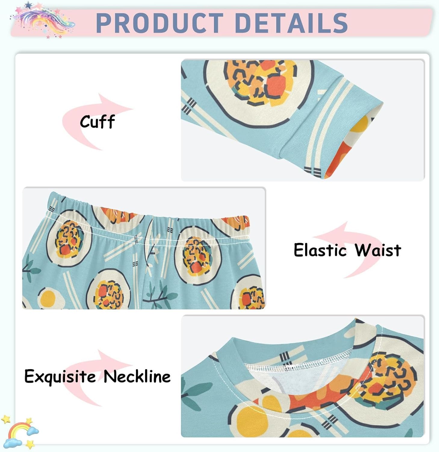WIFIU Cotton Long Sleeve Pajama Set for Girls 18M-8Y