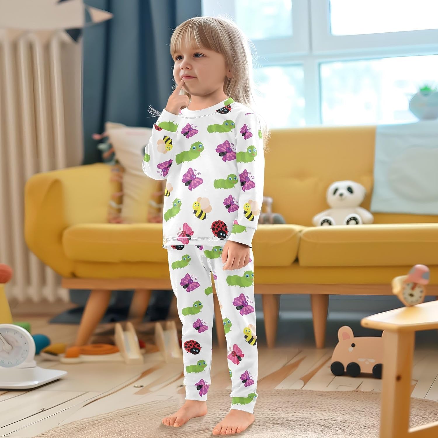 WIFIU 2-Piece Long Sleeve Pajama Set for Girls