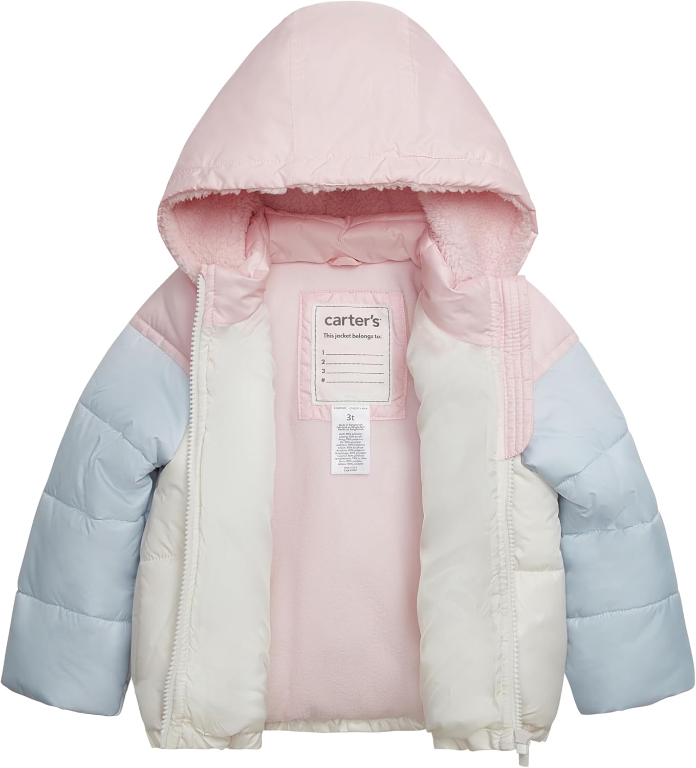 Carters Girls Fleece Lined Puffer Jacket