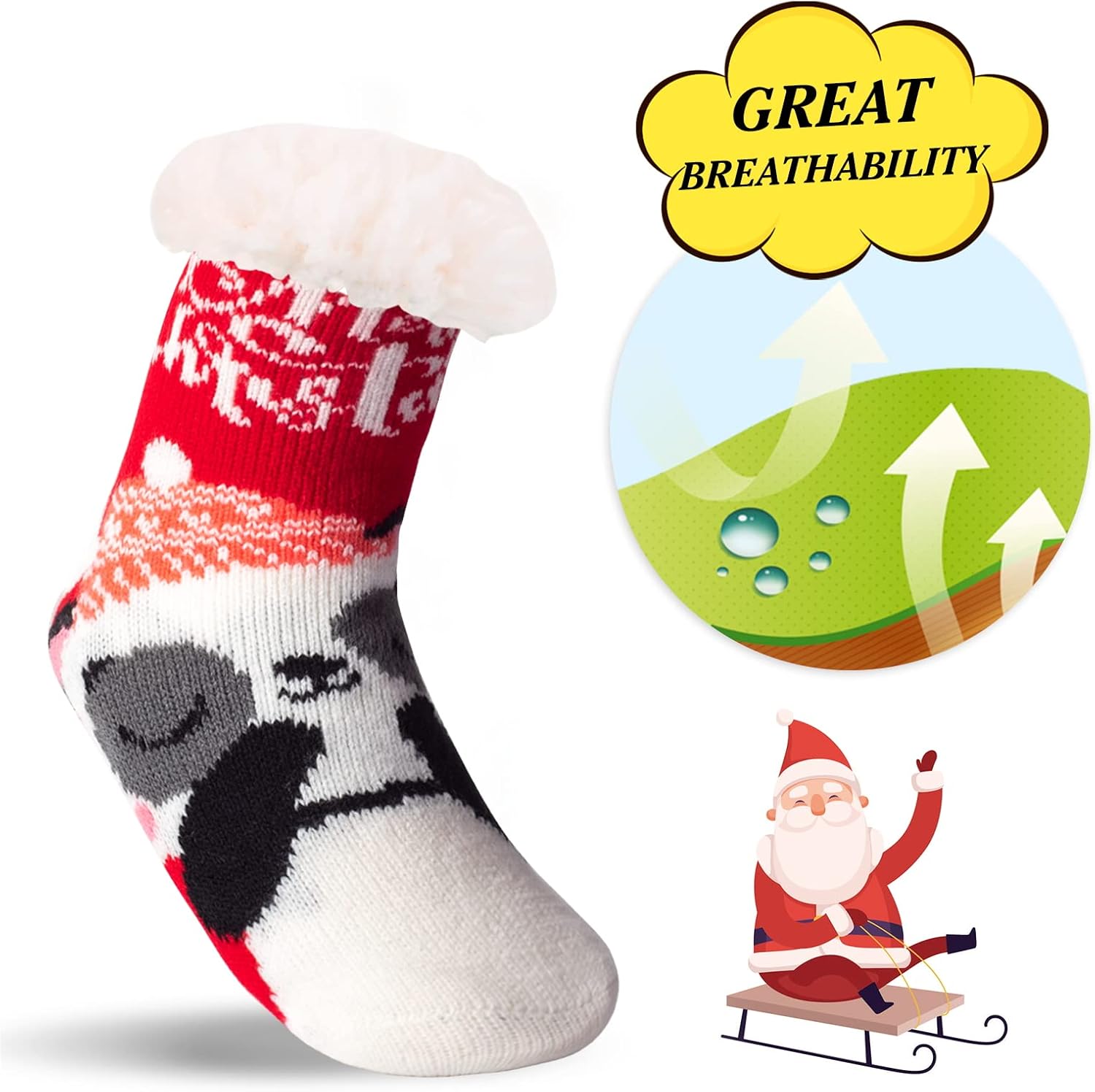 3 Pairs Warm Sherpa Lined Slipper Socks