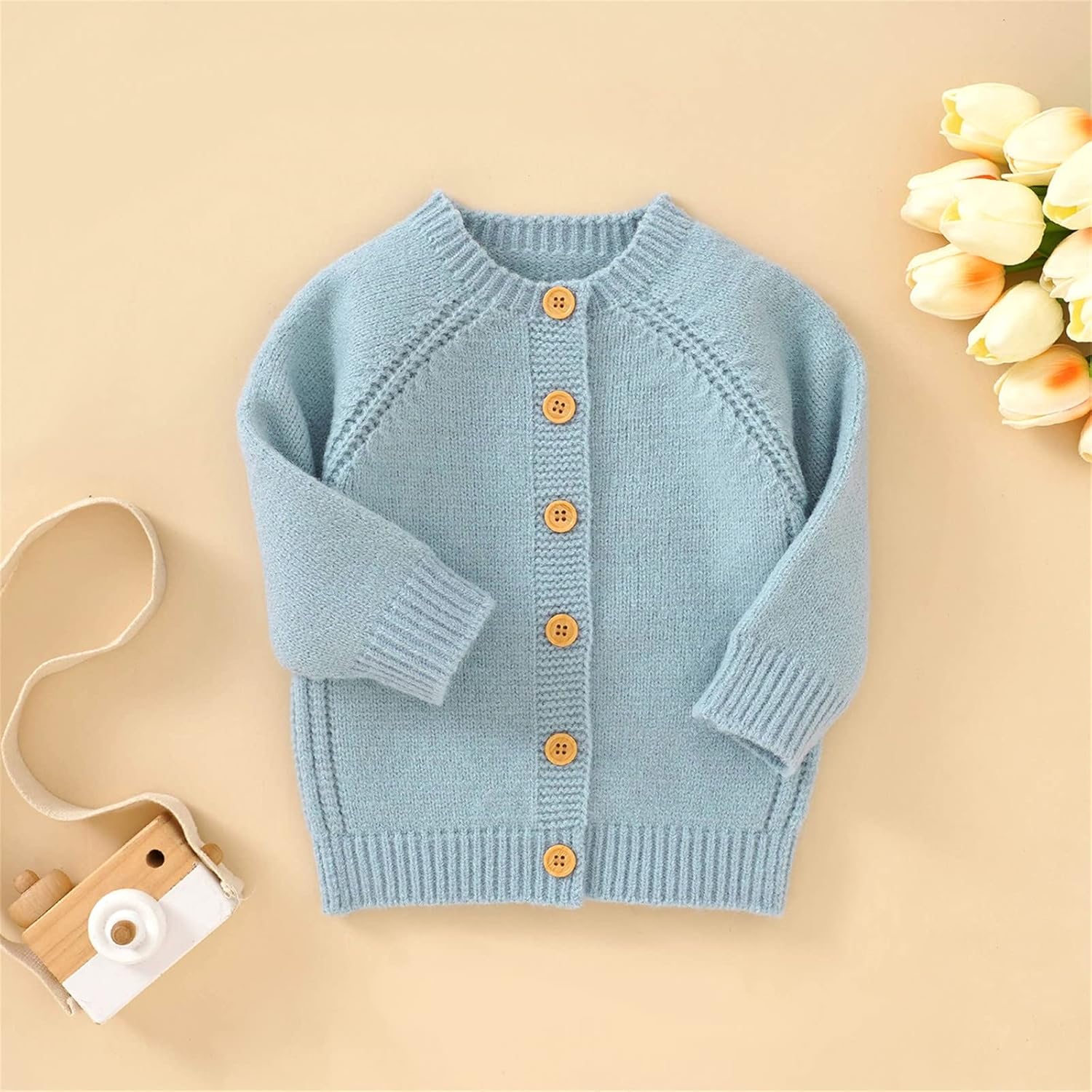 Sky Blue Knit Cardigan Sweater
