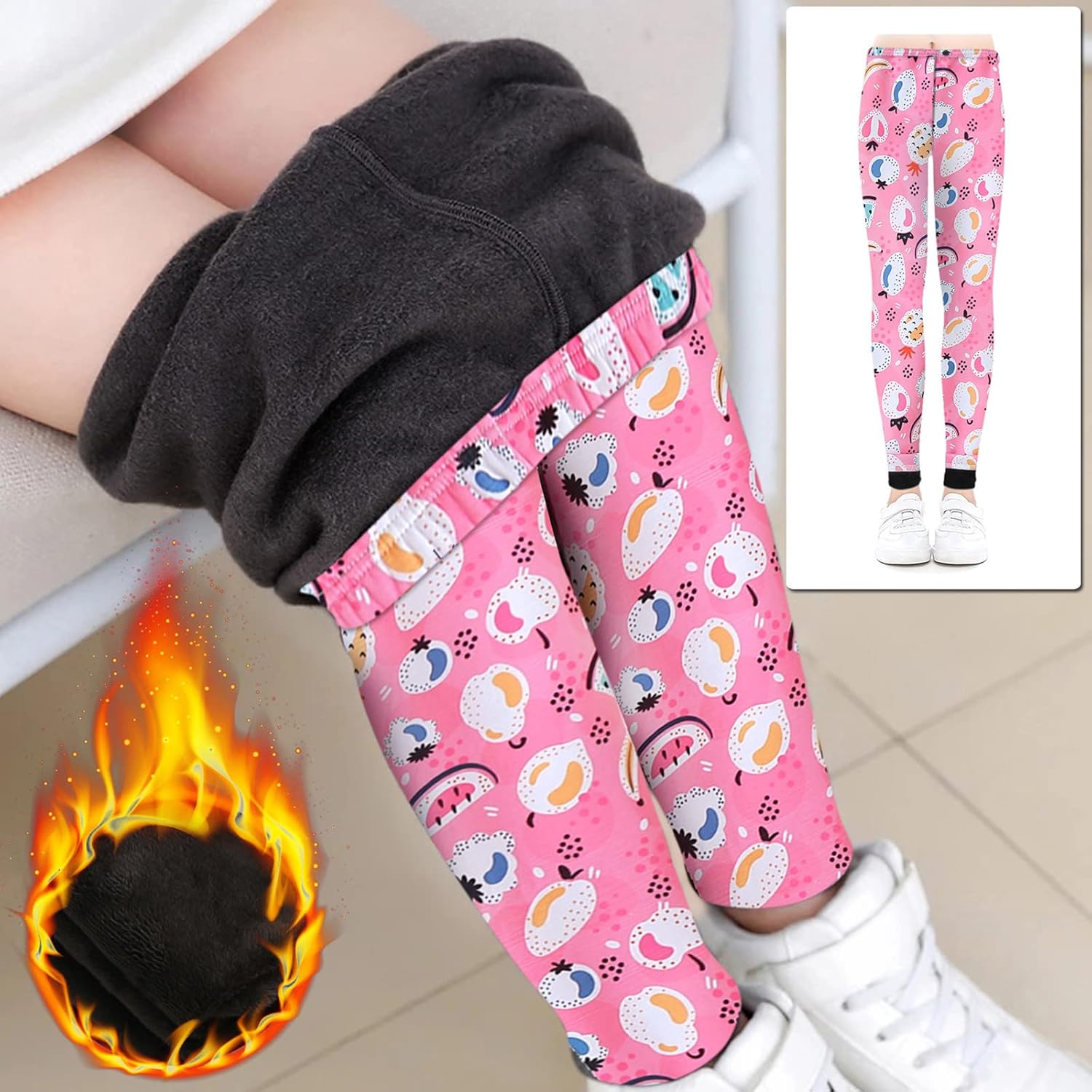 Super Soft Fleece-Lined Leggings for Toddlers Girls - trendy and comfortable