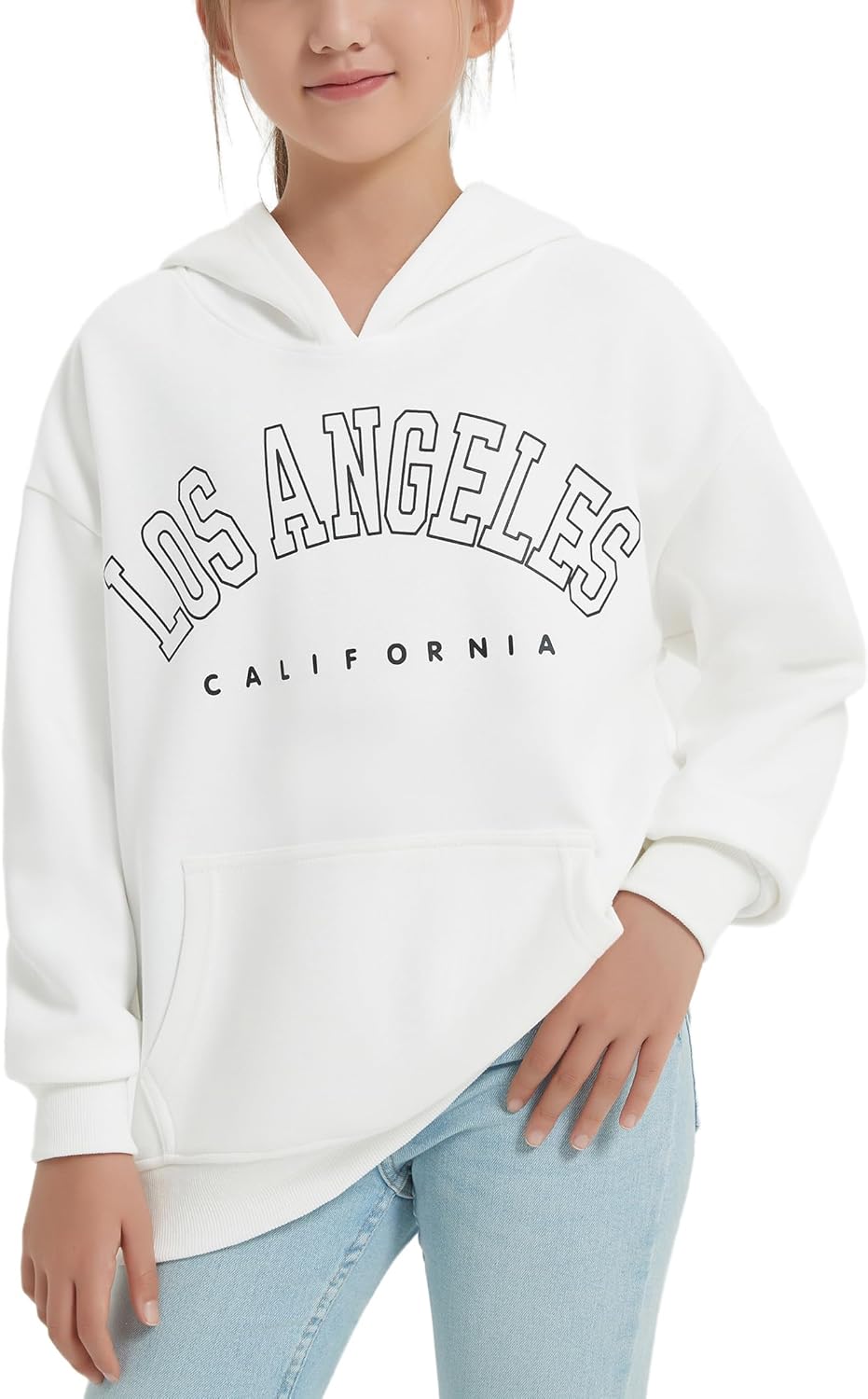 EXARUS Girls Crop Graphic Hoodie