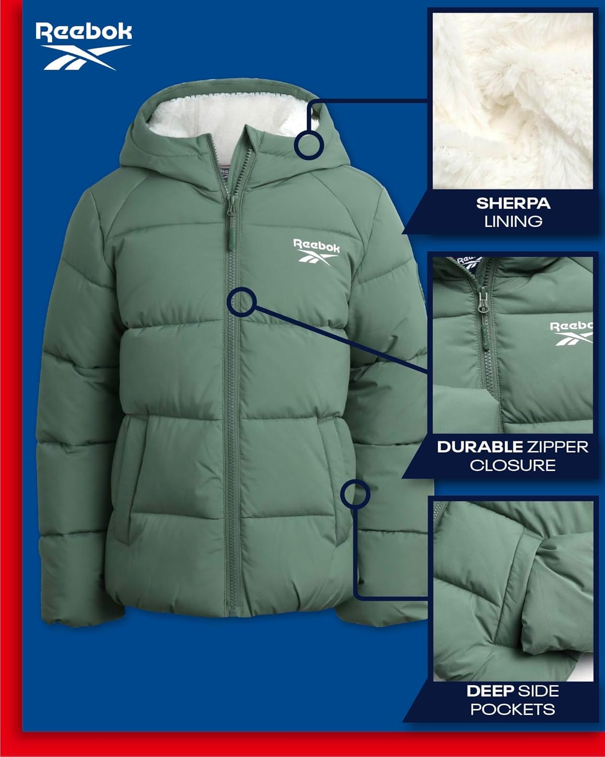Reebok Girls Puffer Parka