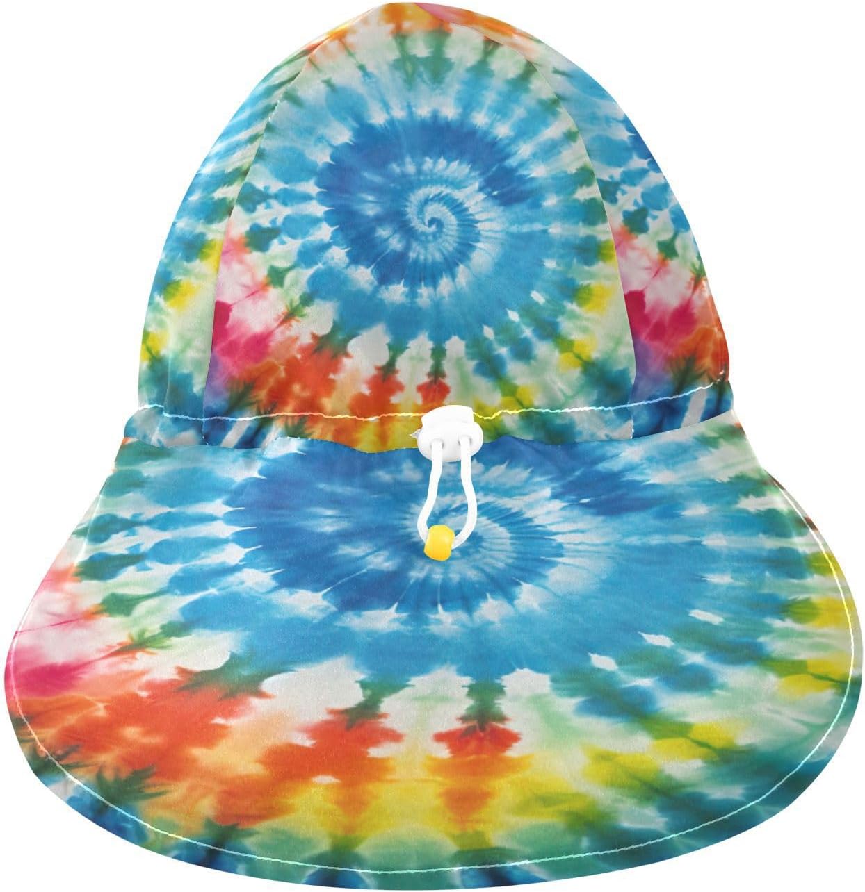 Emelivor Rainbow Tie Dye Spiral Baby Sun Hat UPF 50 UV Protection