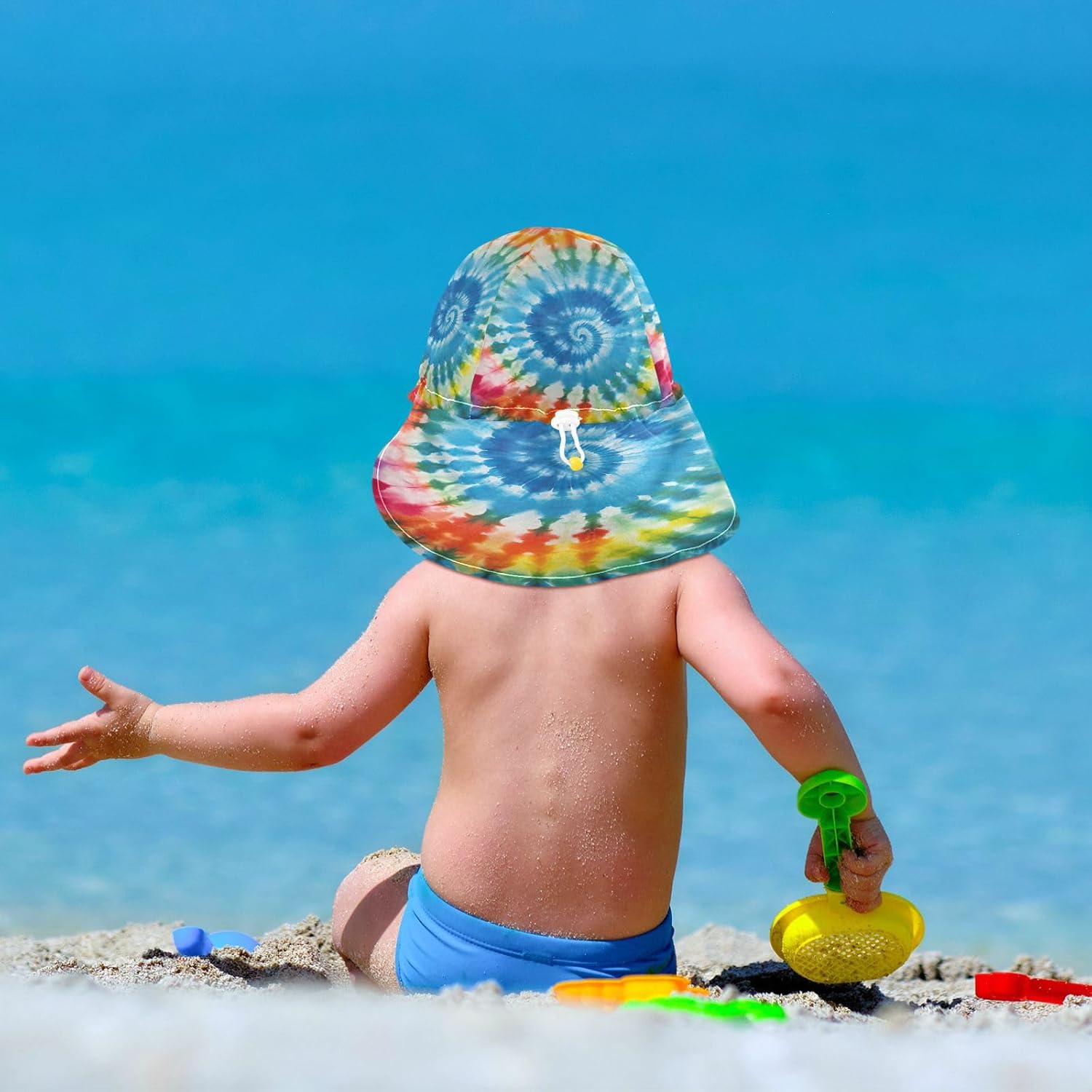 Emelivor Rainbow Tie Dye Spiral Baby Sun Hat UPF 50 UV Protection