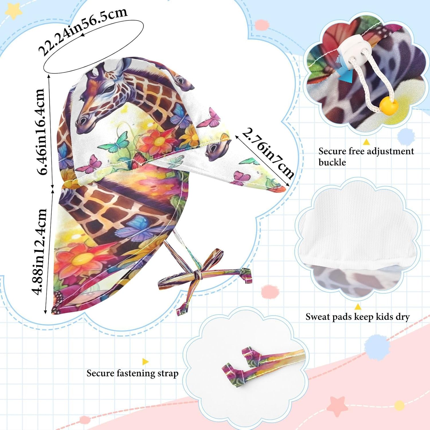 Emelivor Giraffe Butterflies Baby Sun Hat UPF 50