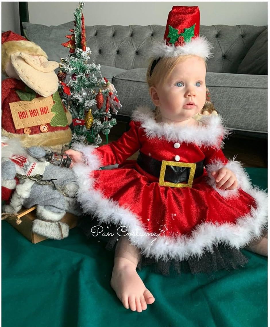 WASAIGOOD Christmas Soft Velvet Romper for Baby