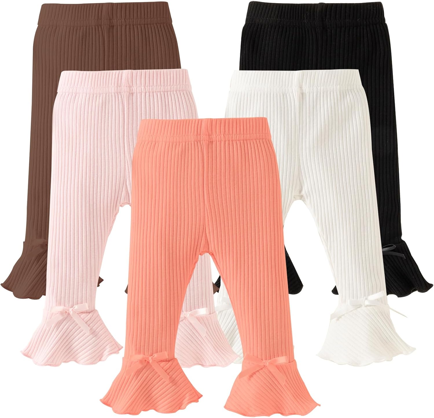 DREAM BUS 5 pack Baby Toddler Pants flared ruffle bell bottoms