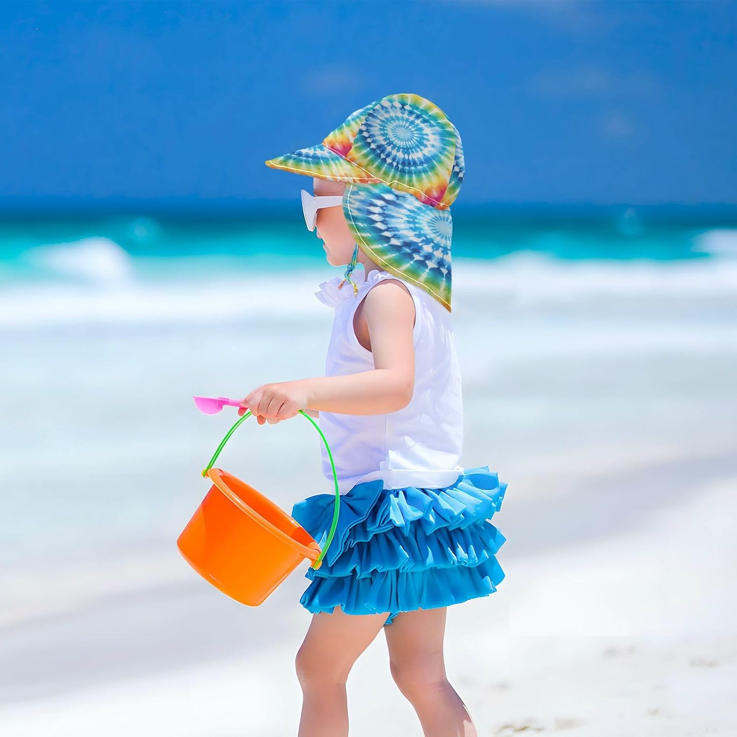 Emelivor Rainbow Tie-Dye Baby Sun Hat UPF 50