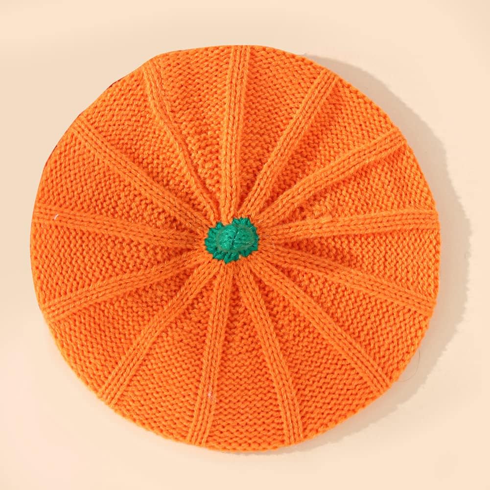 2-Piece Pumpkin Beret for Baby Mom
