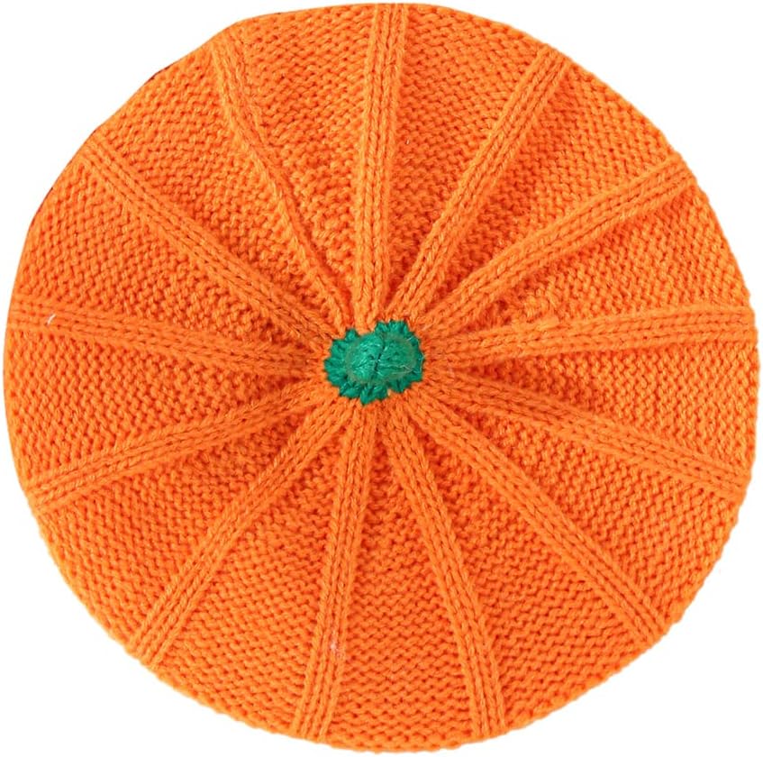 2-Piece Pumpkin Beret for Baby Mom