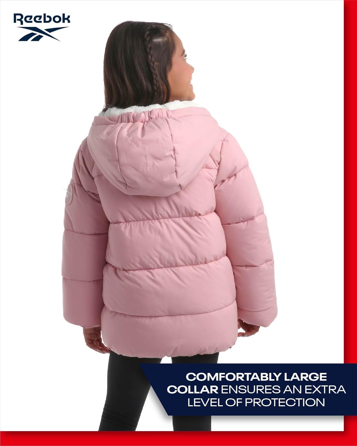 Reebok Girls Winter Jacket Heavyweight Quilted Parka for Girls