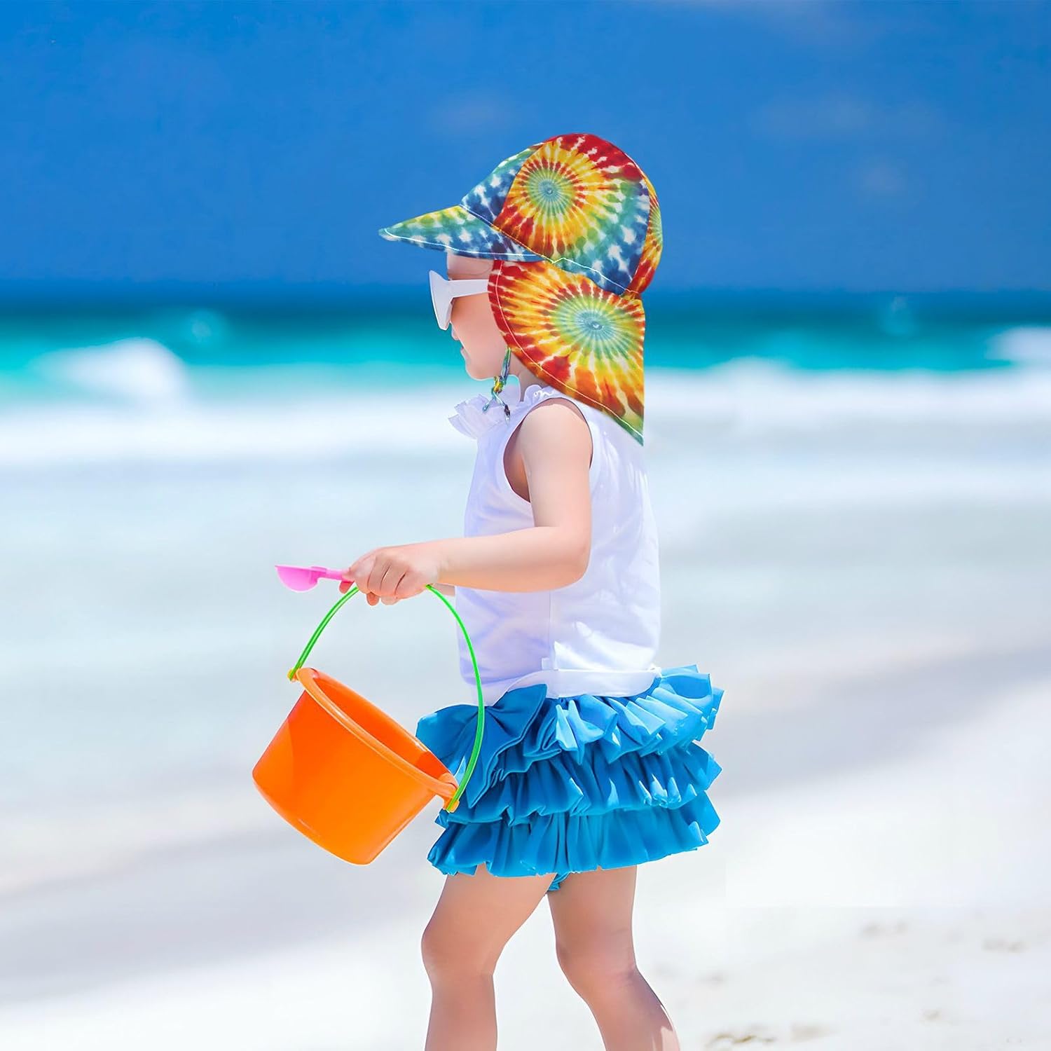 Emelivor Rainbow Spiral Tie Dye Toddler UV Protection Sun Hat