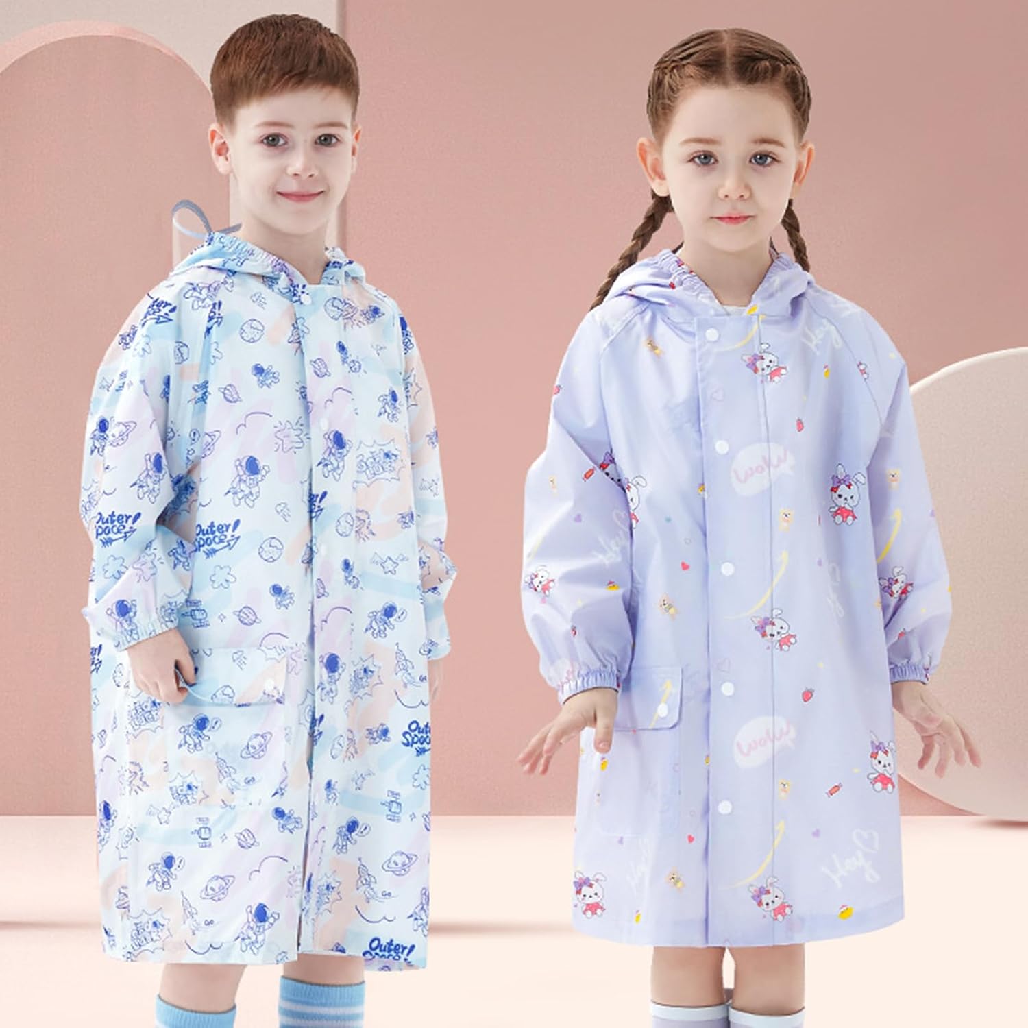 Fouyada Kids Rain Poncho for Girls and Boys