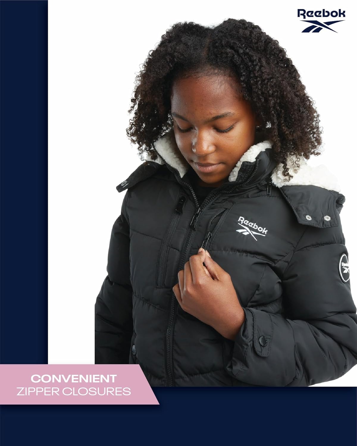 Reebok Girls Winter Jacket - Heavyweight Quilted Parka Perfect Gift for Girls