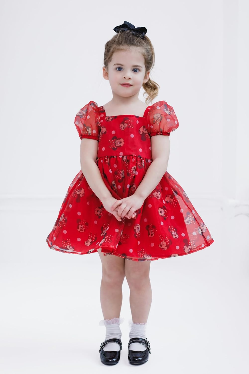 Disney Girls Square Neck Organza Dress Toddler to Big Kid Sizes
