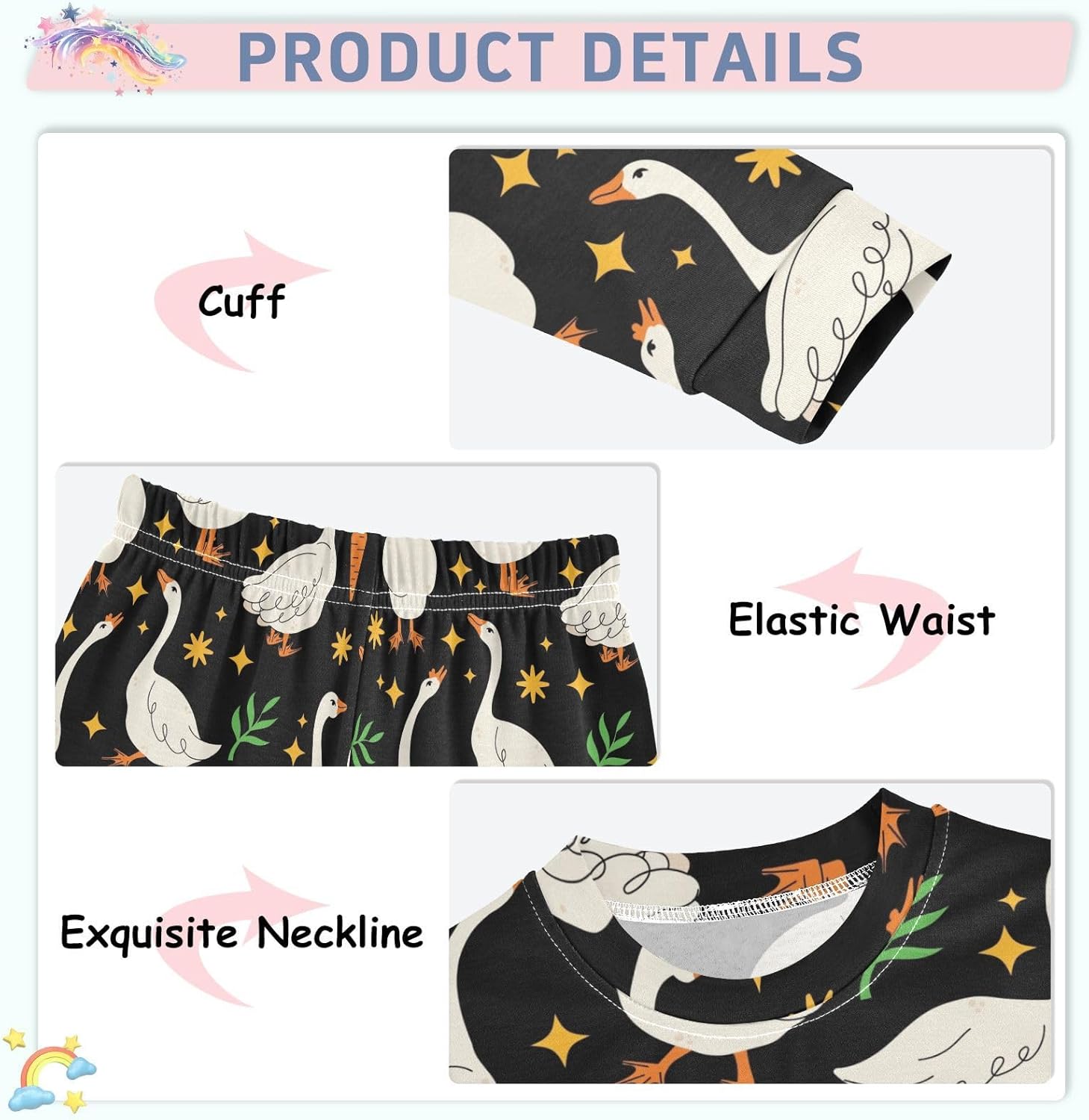 Soft Cotton Pajama Set for Girls - Long Sleeve breathable comfortable sleepwear
