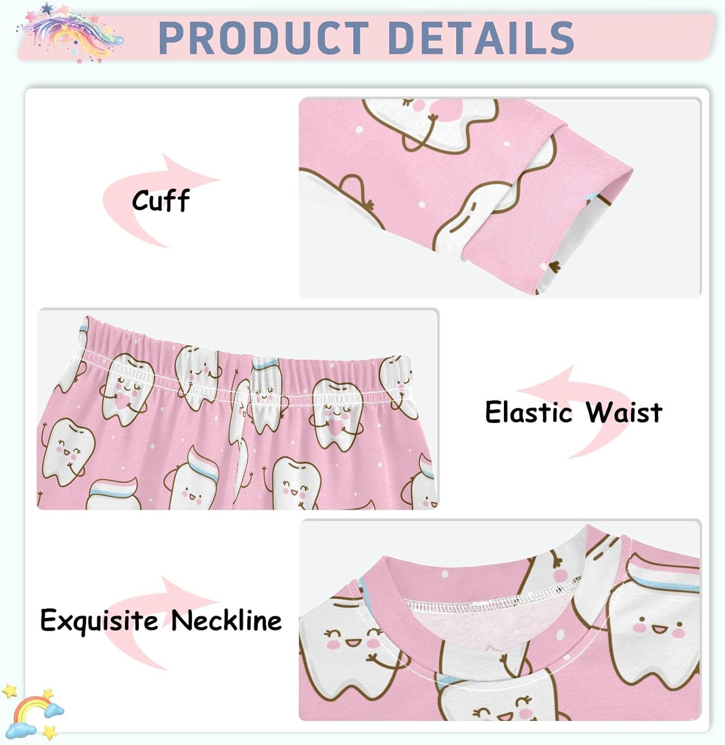 WIFIU Soft Cotton 2 Piece Pajama Set for Girls 18M-8Y